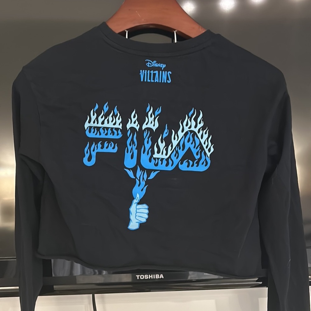 Fila Black Long Sleeve Top with Blue Graphic